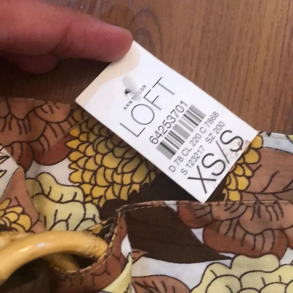 NWT LOFT Brown and yellow floral bamboo ring belt S￼